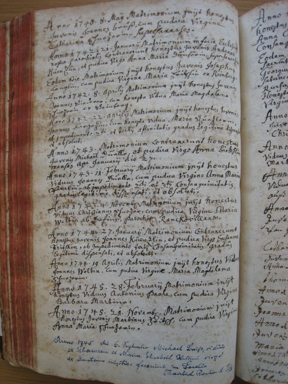 Uebersaxen Ehen 1740-1745